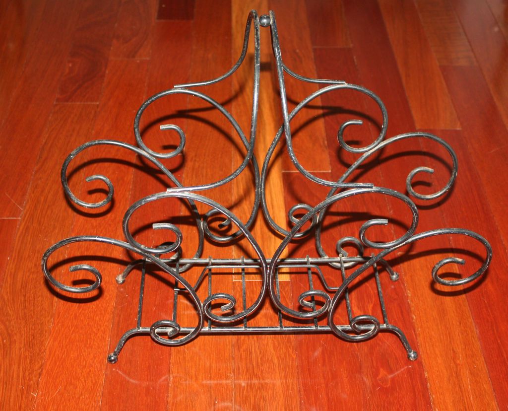 Black Iron Scroll Magazine Floor Rack Holder