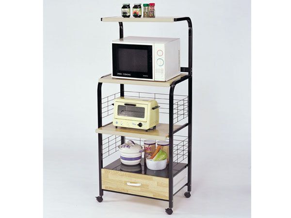 Black Metal/Maple Kitchen Service Cart