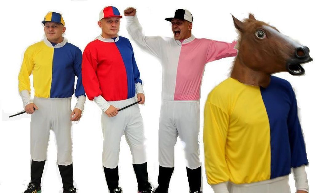 Jockey Stag Party Fancy Dress Costume Jumper & Hat UK