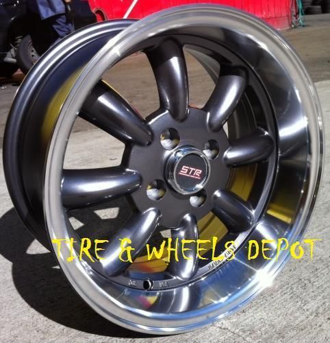 15 inch STR503G Gunme Mach Rims and Tires 4x100 Accord Civic Fit