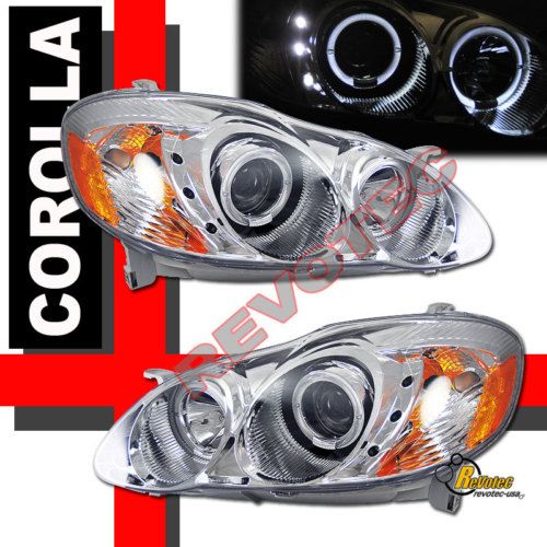 06 07 08 Toyota Corolla Dual Halo Rims LED Projector Headlights