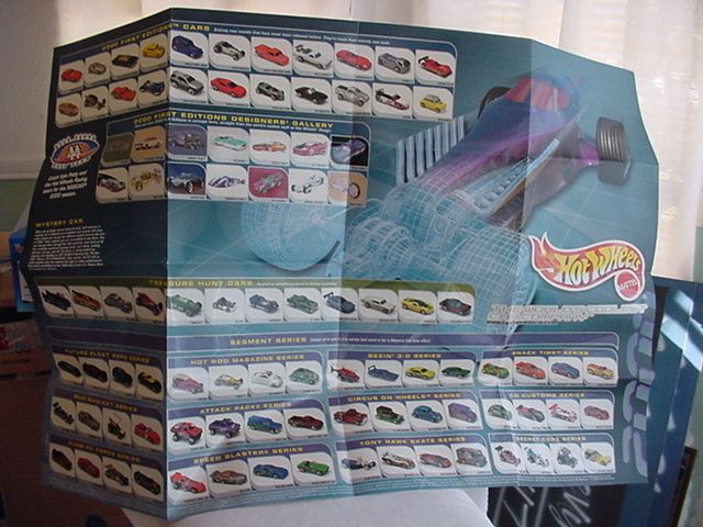 MATTEL HOT WHEELS 2000 ISSUE COLLECTORS POSTER WALL SIZE PERFECT FOR