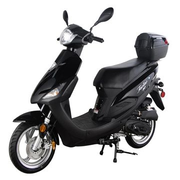 Jet Black 49 Gas Scooter Moped Under 50 12 Big Rims Free Ship / TRUNK