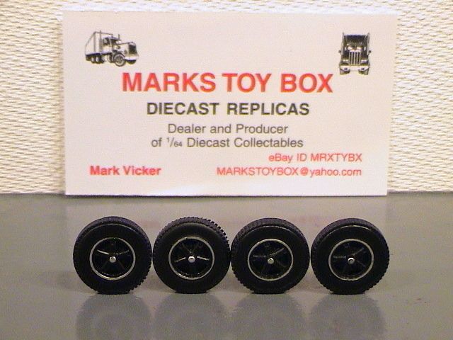 WHEELS DCP 4 BLACK DAYTON SPOKE FRONT TIRES 1/64 DIECAST PROMOTIONS