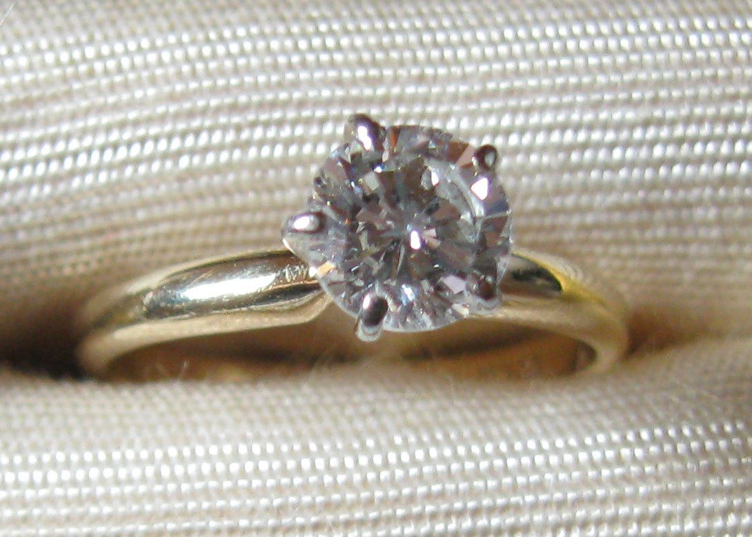 68 carat round diamond solitaire yellow gold platinum setting reduced