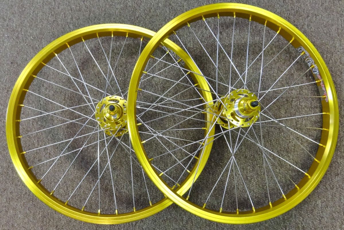 20 Inch Wheels Pair SE Racing in Gold Ano BMX Freestyle Old School