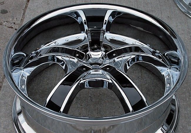 20 Chrome Wheels Rims Tires Package Gloss Black Inserts Starr 663 FWD