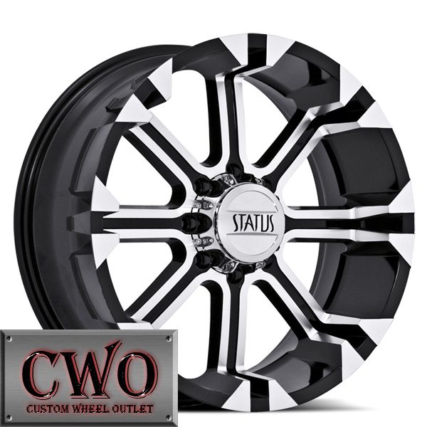 22 Black Status Cannon Wheels Rims 8x165 1 8 Lug Dodge Chevy GMC 2500