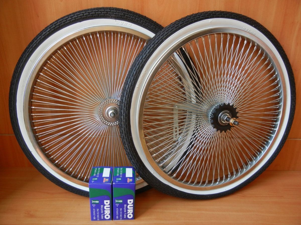 Lowrider Bicycle 140 Spoke Wheel Package Rims Tires and Tubes Chopper