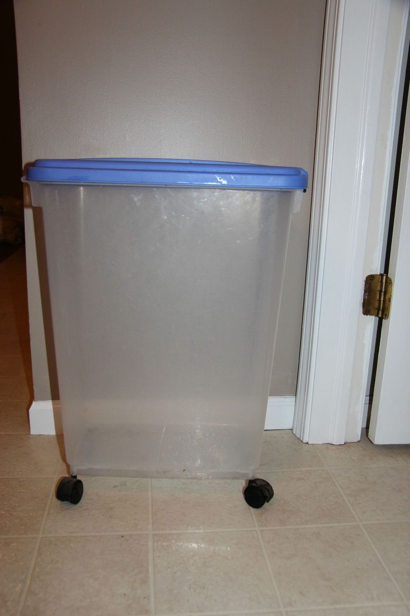 Dog Food Storage Bin Cart on Wheels SEALED Lid Tote Holder