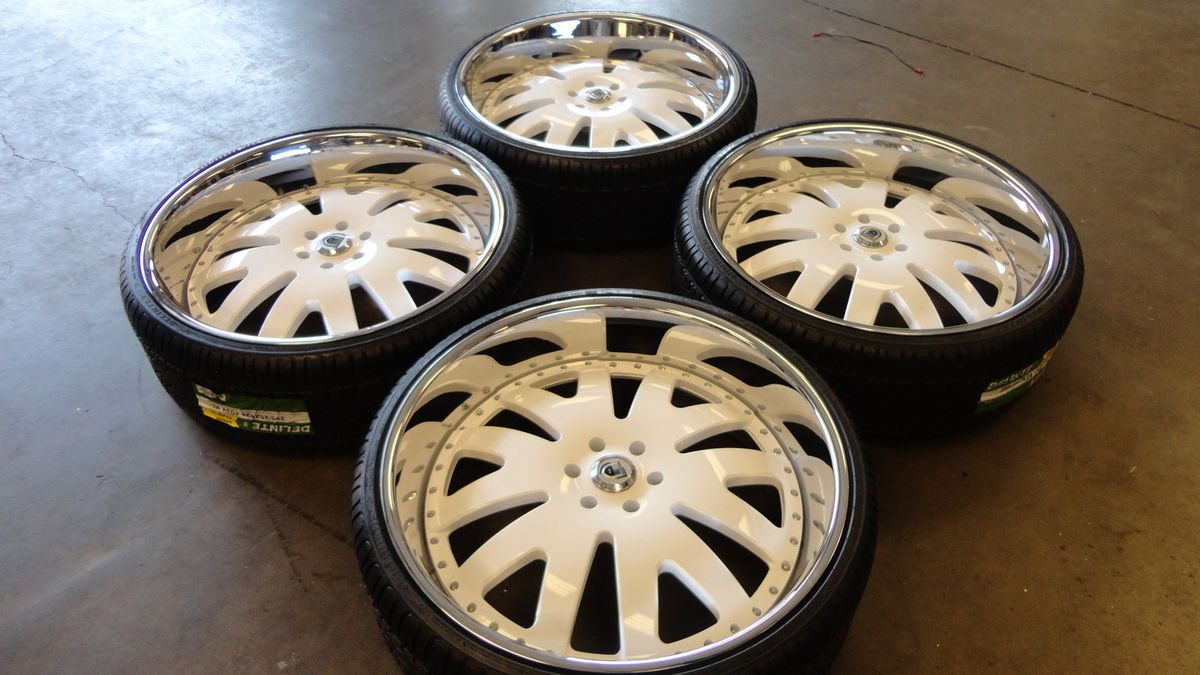 Asanti AF133 28 White Wheels Delinte Tires 295 25 ZR28 Cadillac